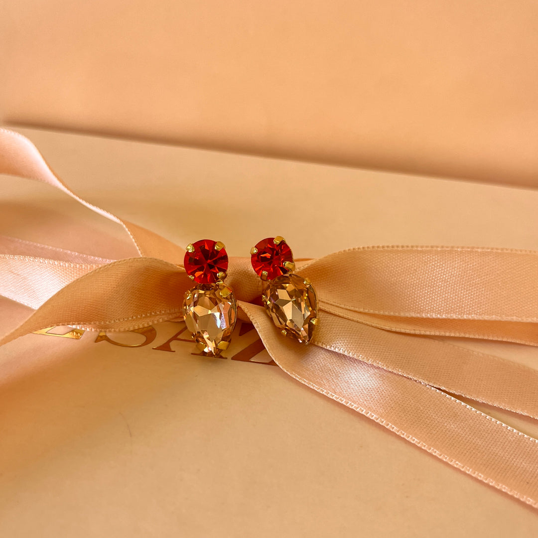 Orange and peach Preciosa crystals earrings