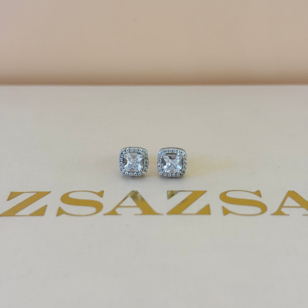 Square zircone sterling silver set