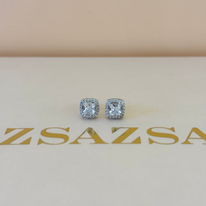 Square zircone sterling silver set