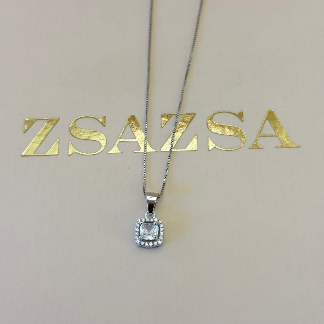 Square zircone sterling silver set