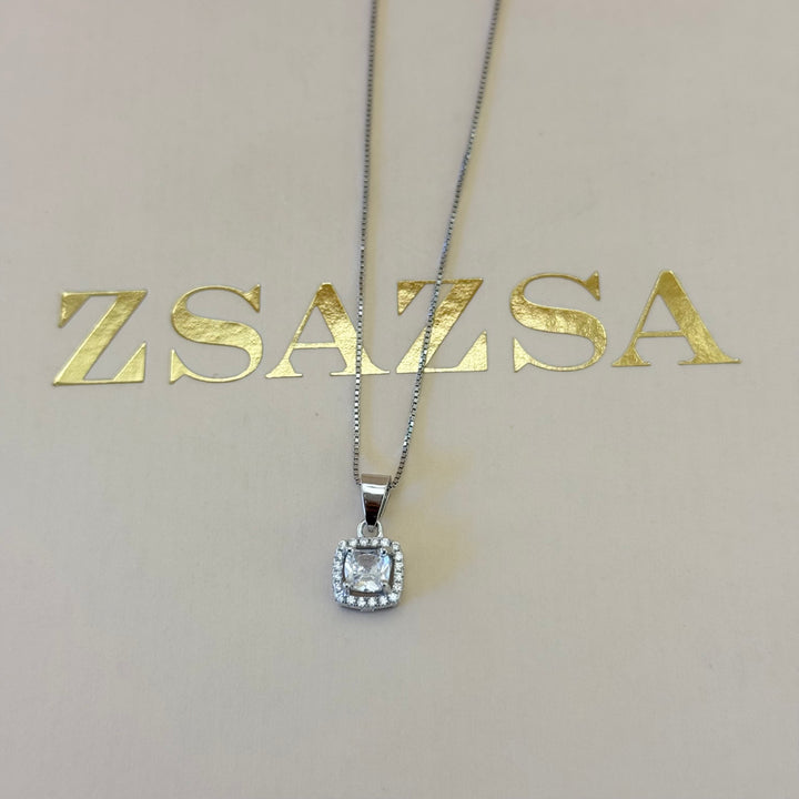 Square zircone sterling silver set