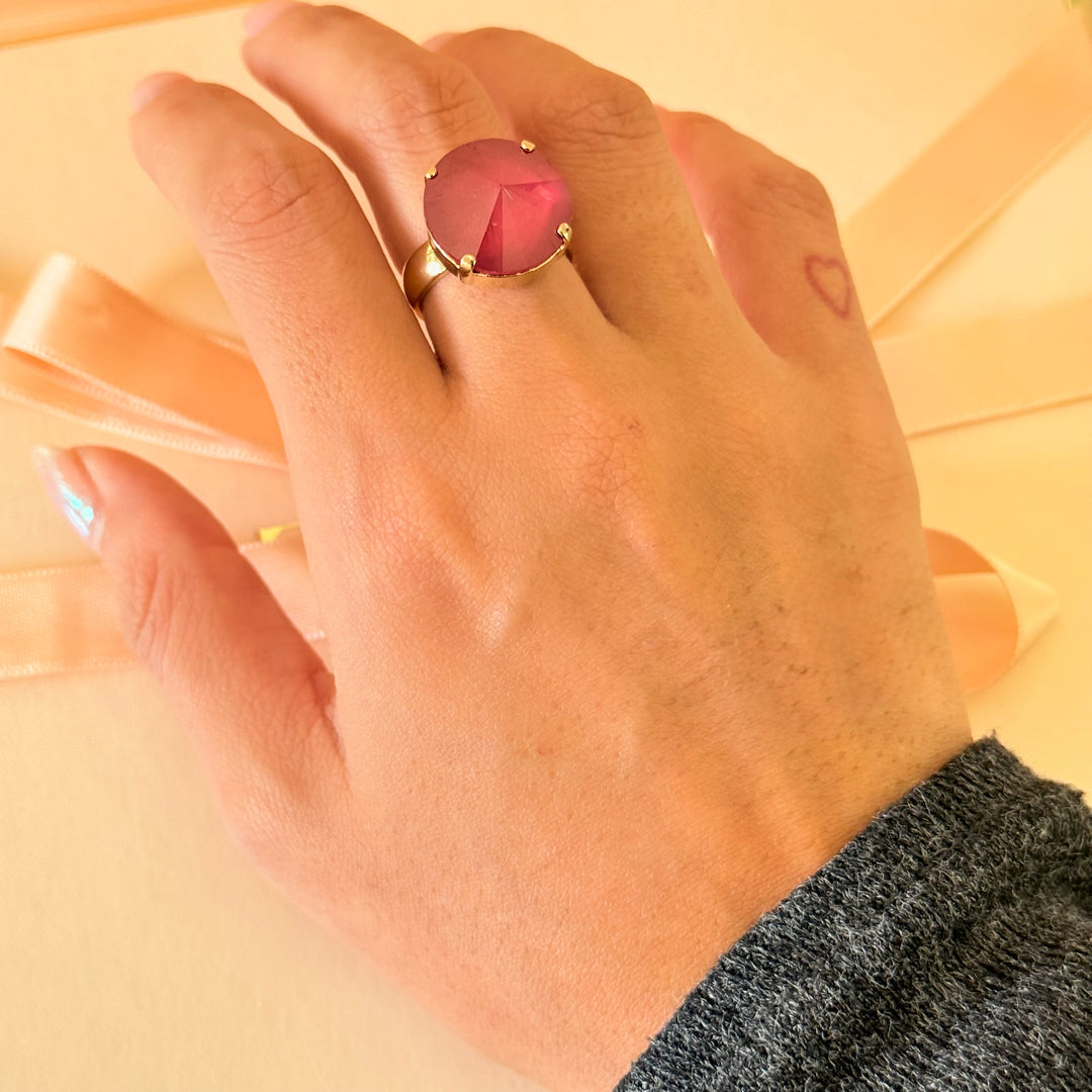 Round red Swarovski crystals earrings and ring