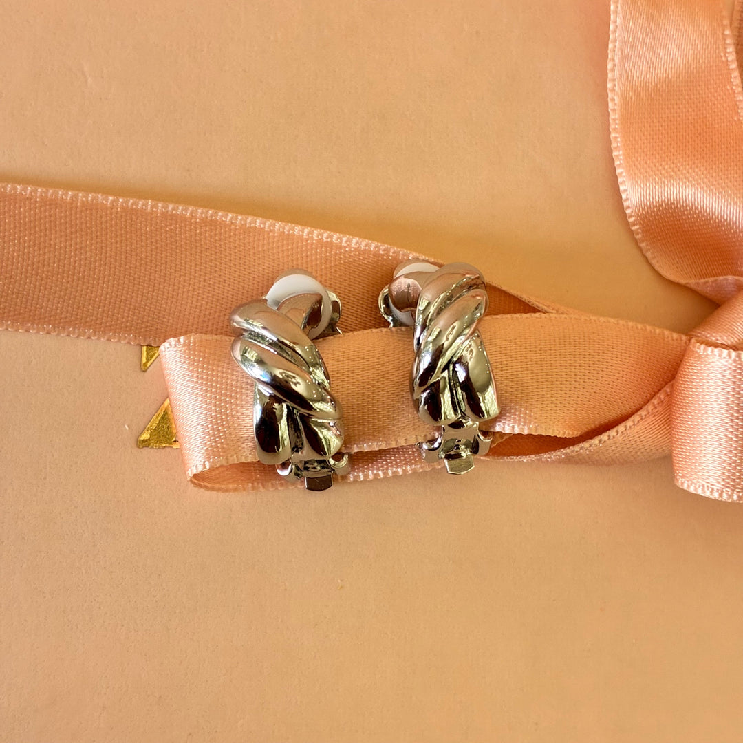 Twisted half hoops clip on earrings