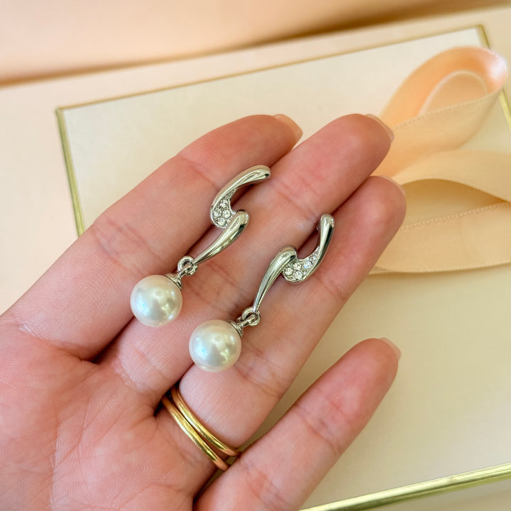 Swarovski crystals pearl silver earrings