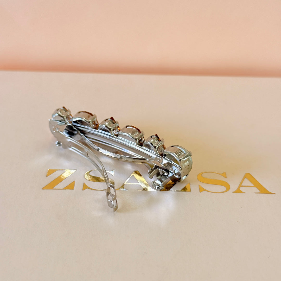Preciosa Crystals teardrop peach white gold hair clip