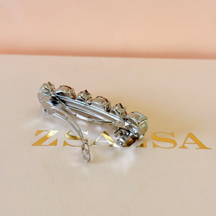 Preciosa Crystals teardrop peach white gold hair clip