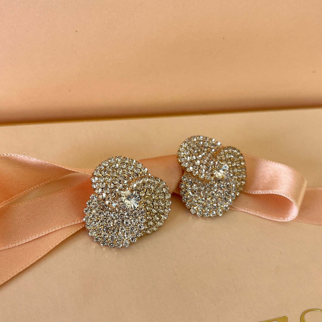 Flower preciosa crystals gold plated studs
