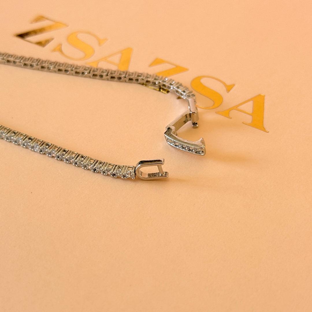 Dainty zircone silver bracelet