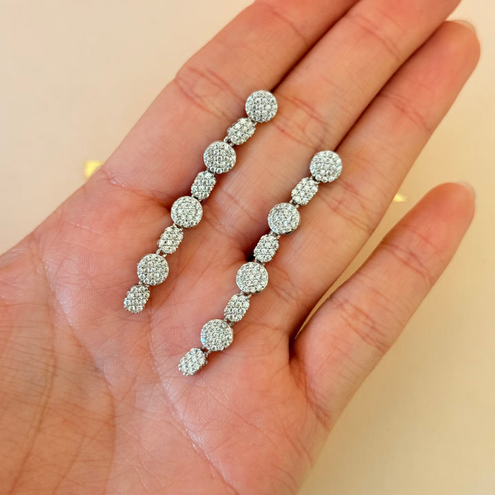 Mixed of shapes zircone silver earrings