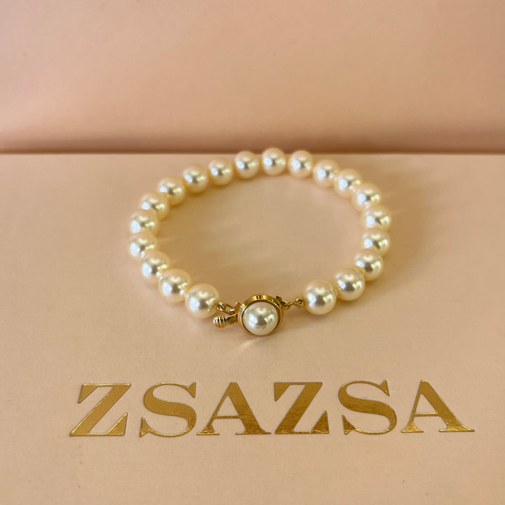 Cream Mallorca pearls gold plated bracelet