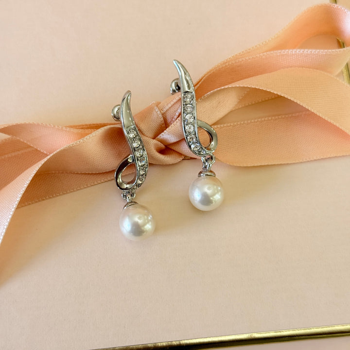 Swarovski crystals pearls silver earrings