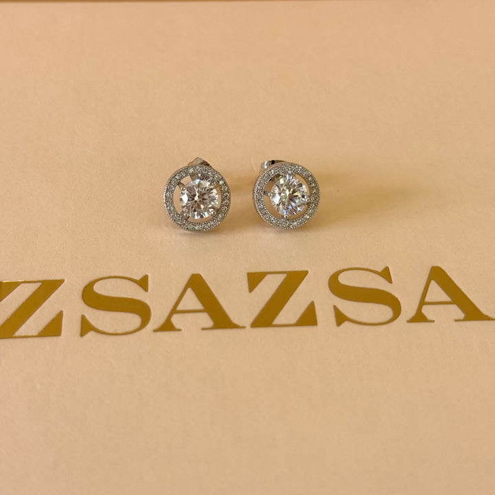 Round zircone silver set