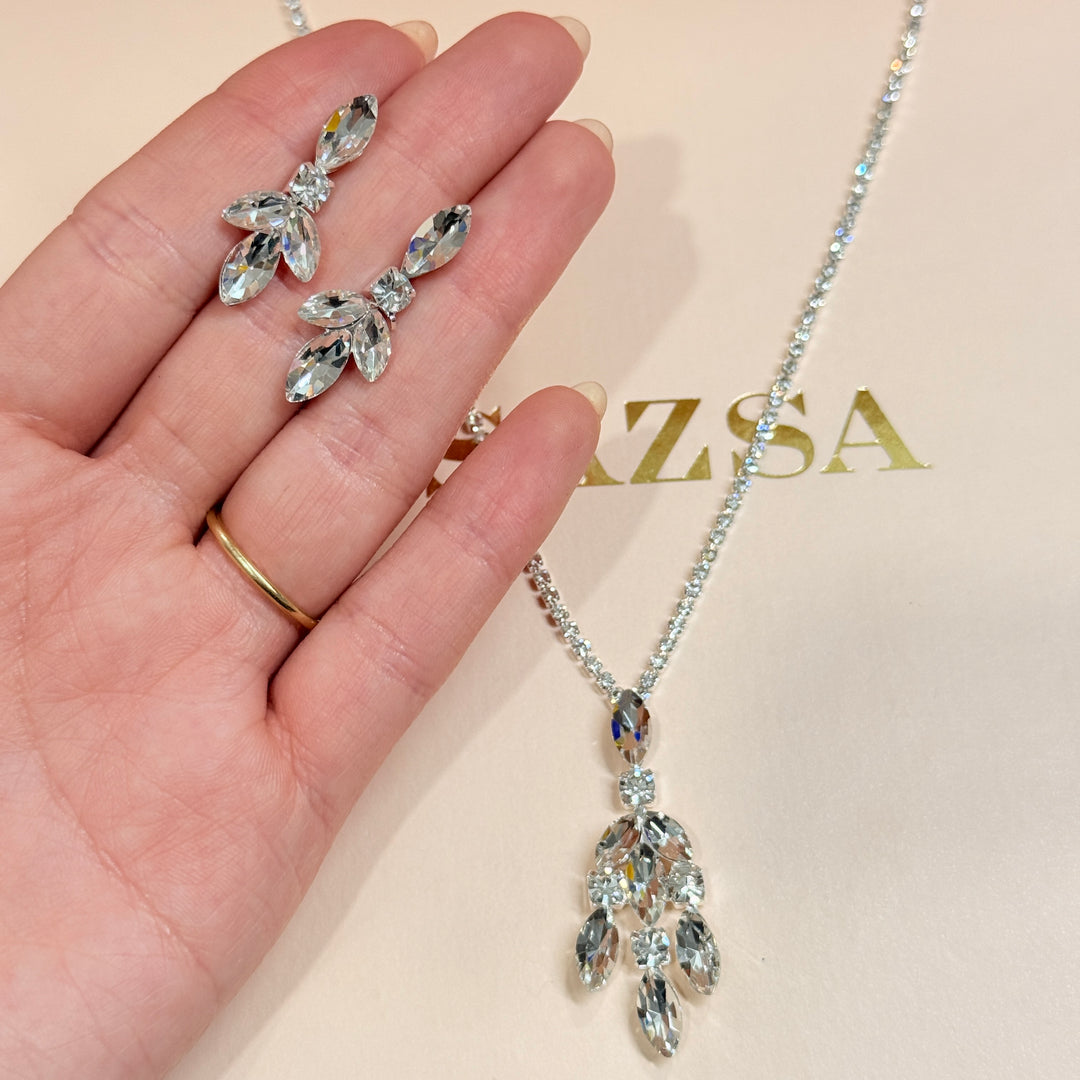 Marquise rhinestone silver set