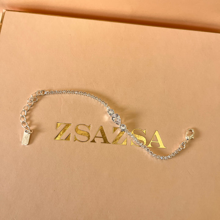 Teardrop zircone white gold plated set