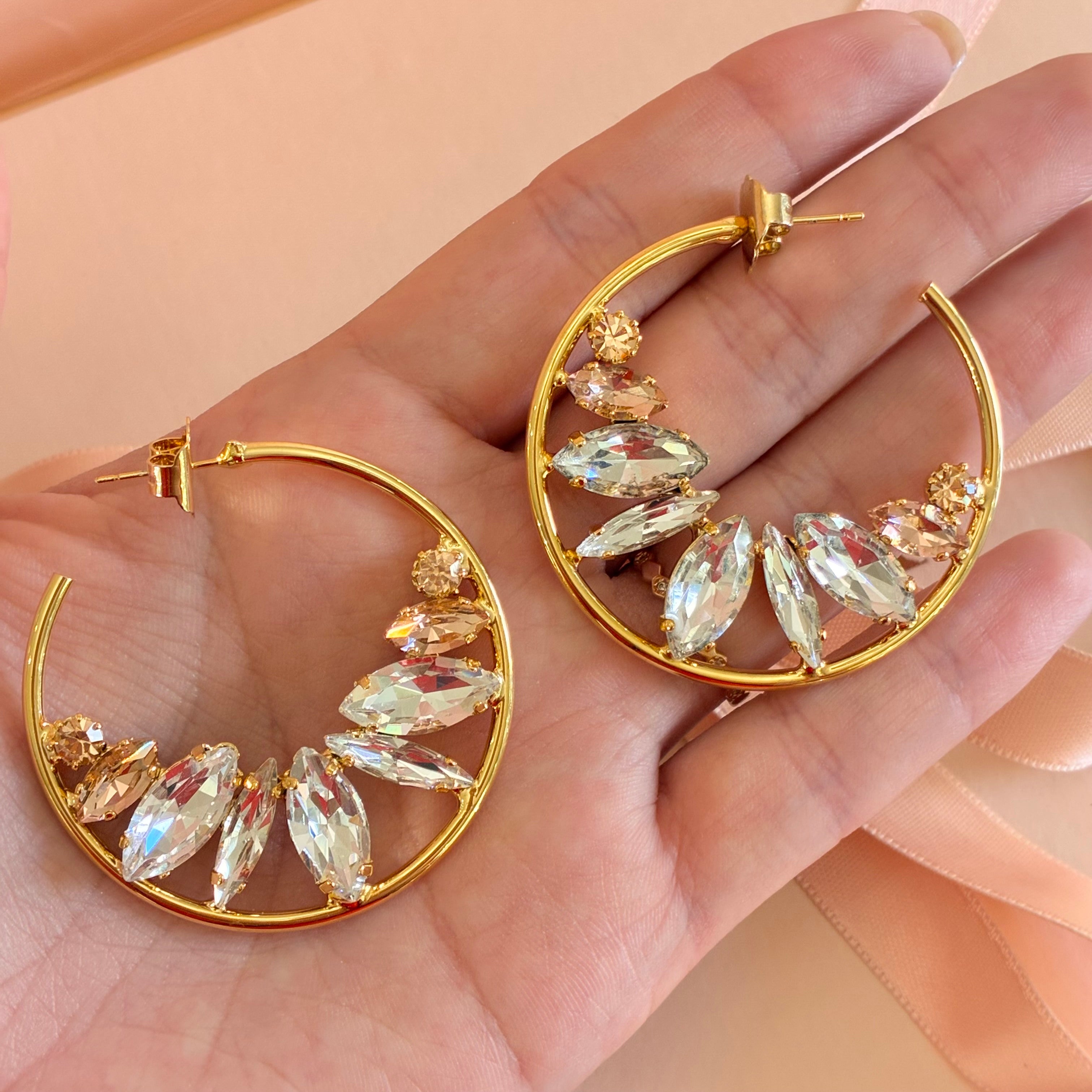 Golden Peach petal hoops