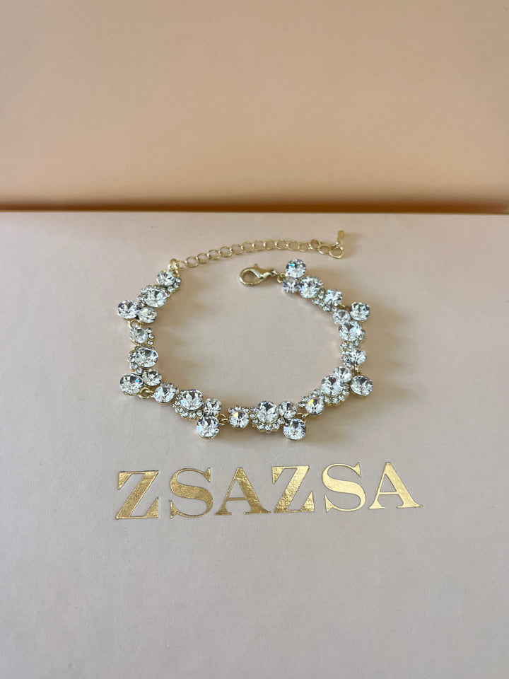 Swarovski crystals mix of shapes gold plated set