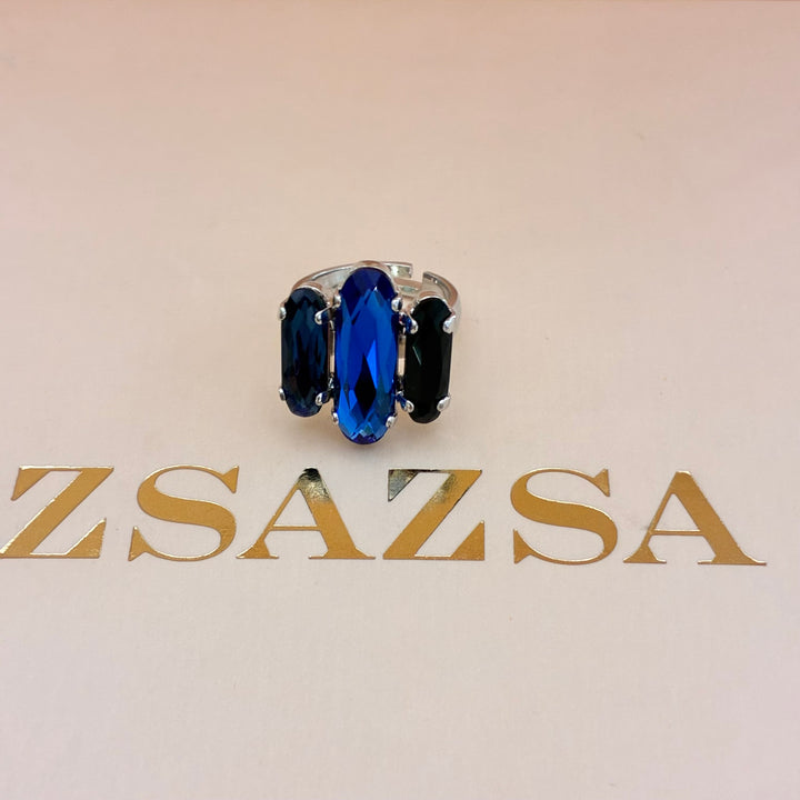 Blue and black Swarovski crystals set