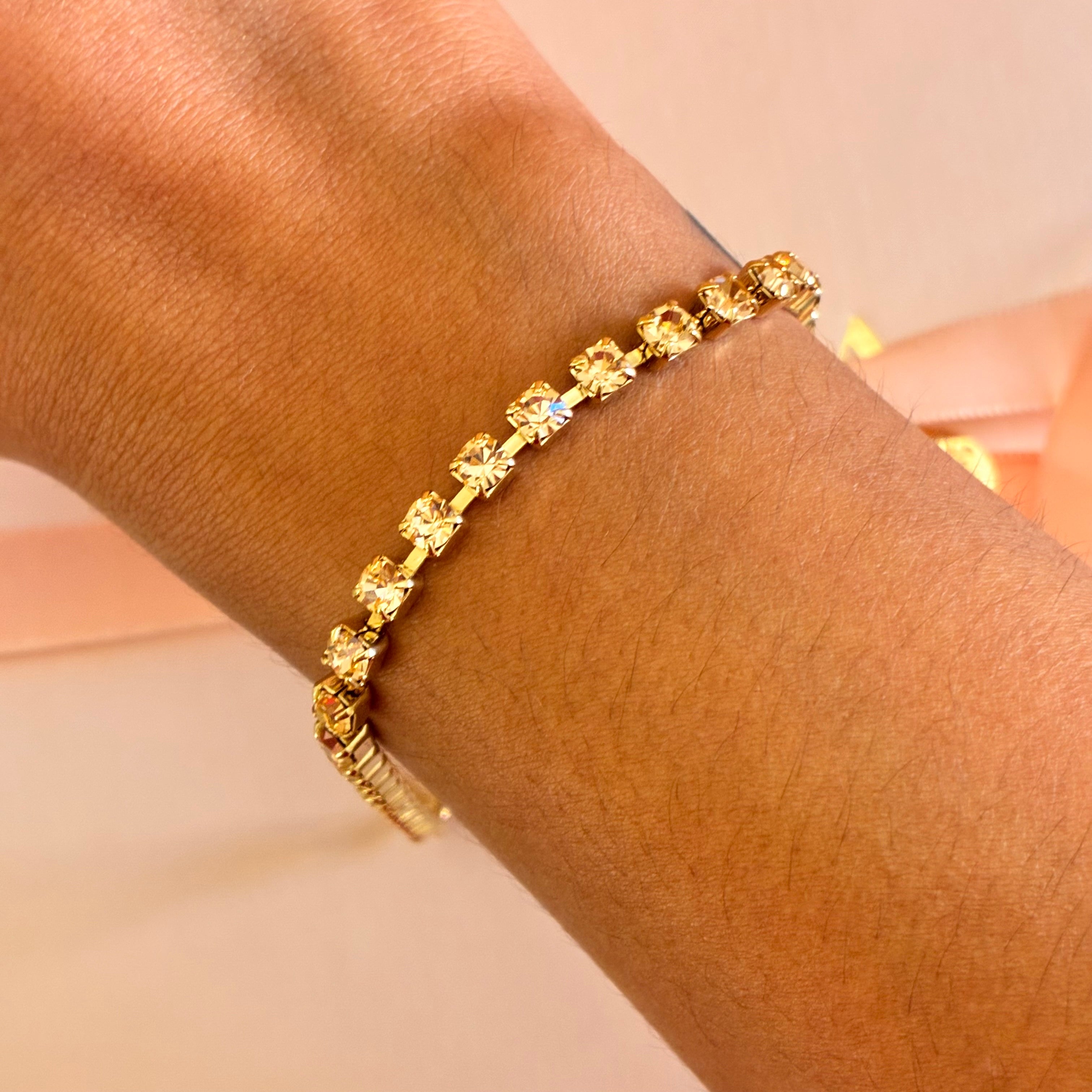 Dainty Peach Swarovski crystals bracelet