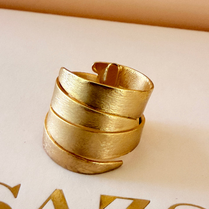 Handmade Wide Ribbon Gold Ring | Gold Plated | ZsaZsa