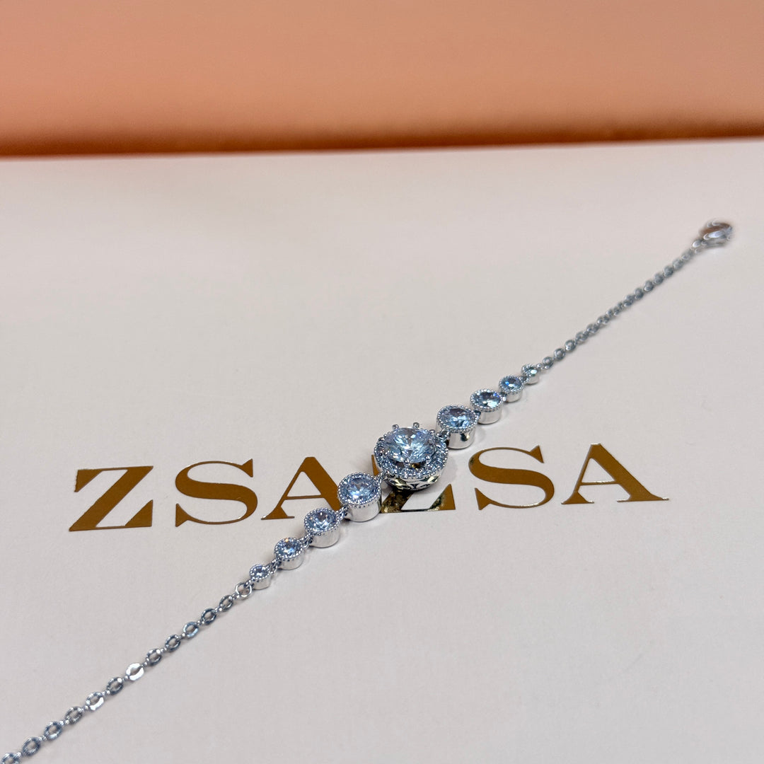 Dainty round zircone silver bracelet