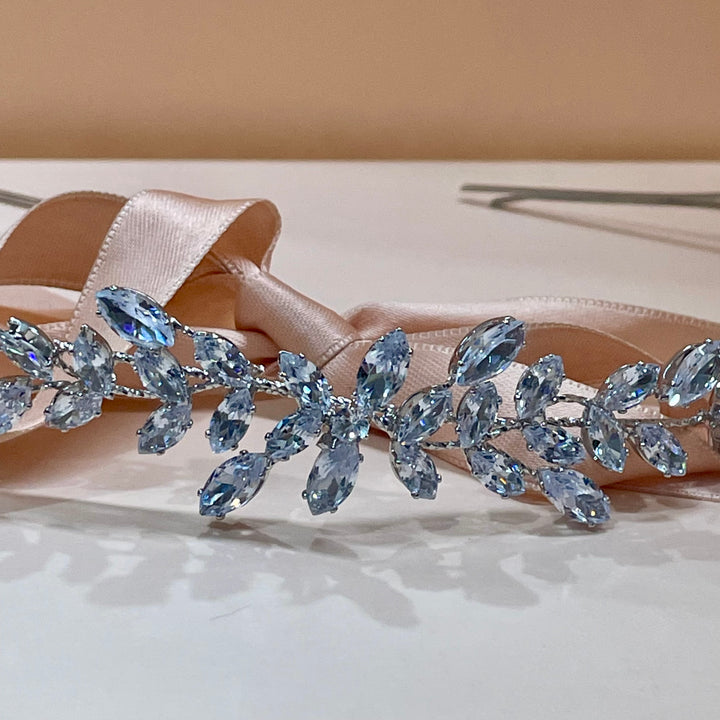 Full leaf flexible cubic zircone headband
