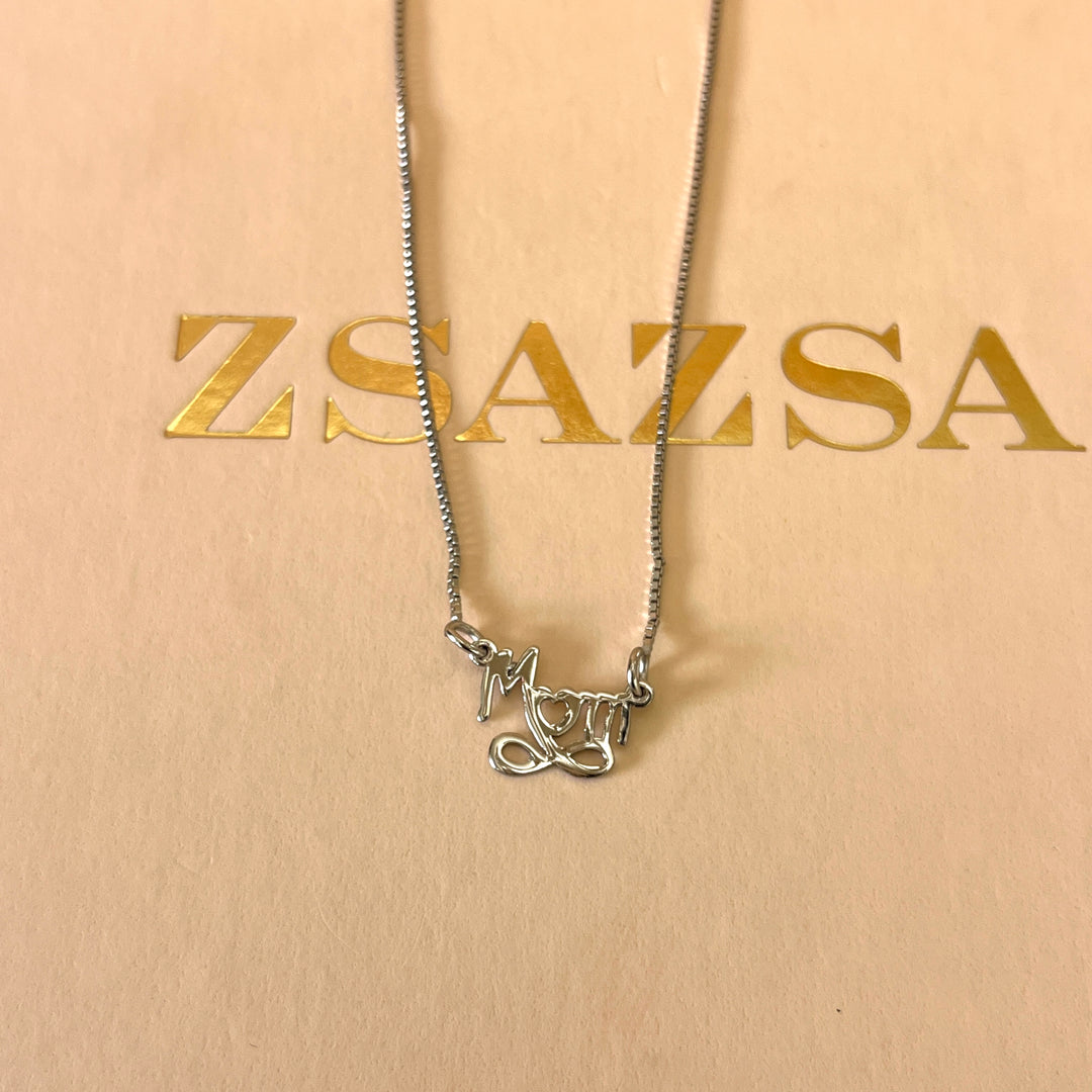 Mom & infinite white gold plated necklace