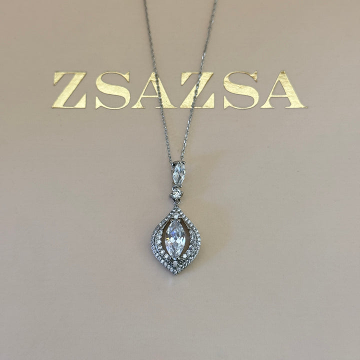 Mixed shapes zircone silver pendant