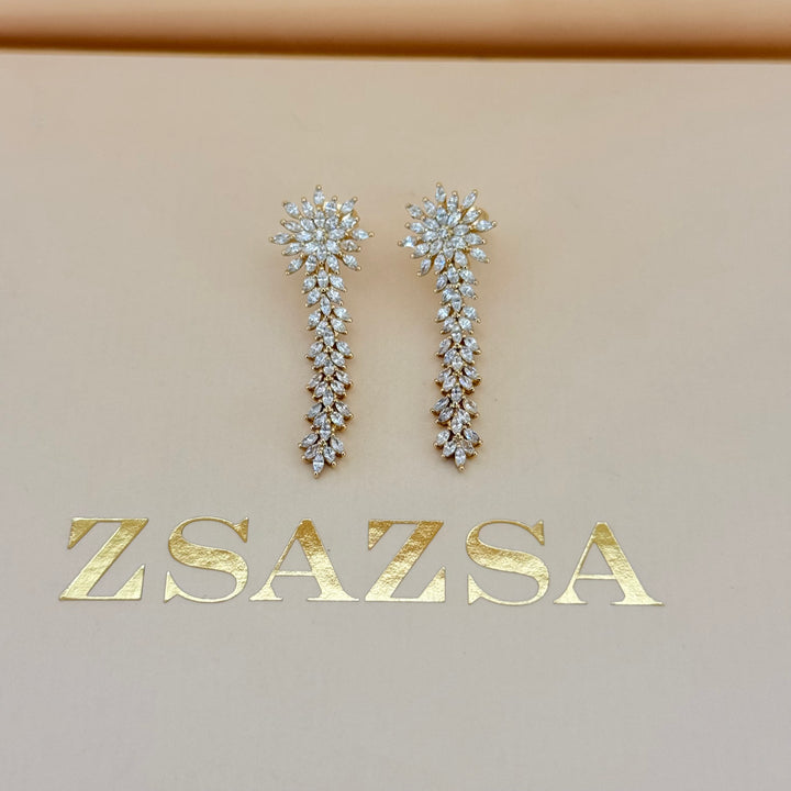Flower marquise zircone gold plated set