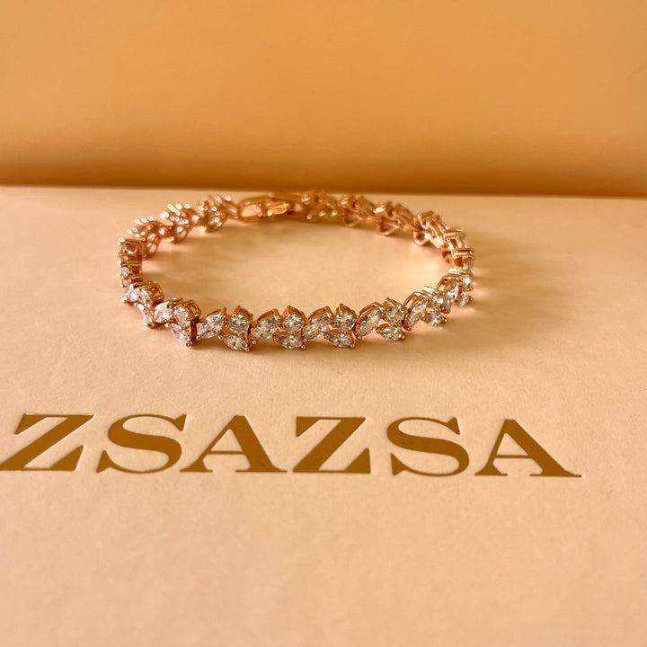 Marquise and round zircone rose gold plated bracelet