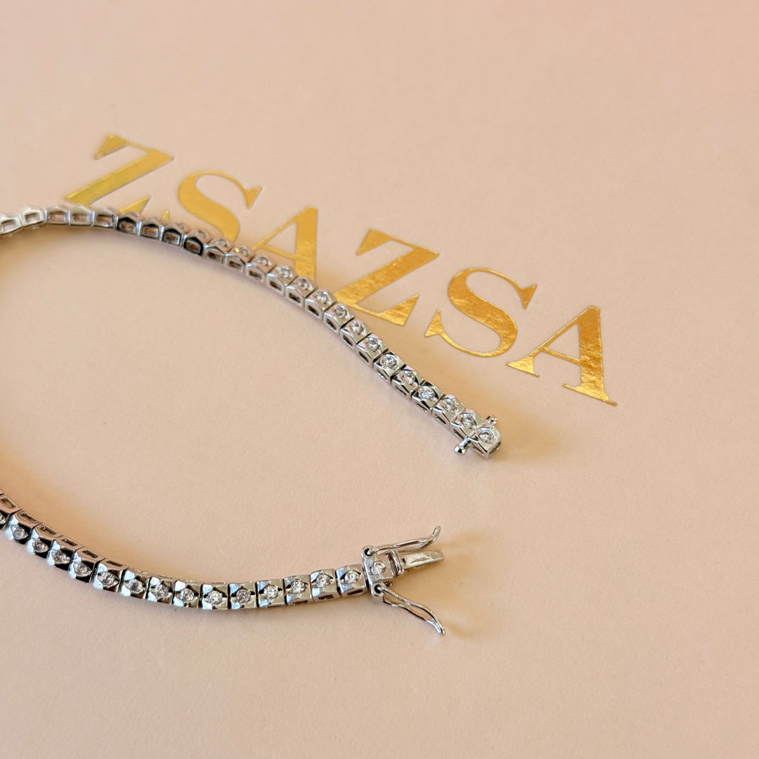 Dainty tennis zircone silver bracelet