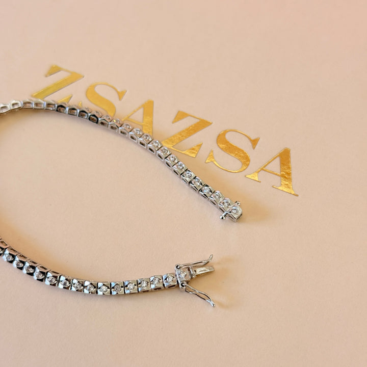 Dainty tennis zircone silver bracelet