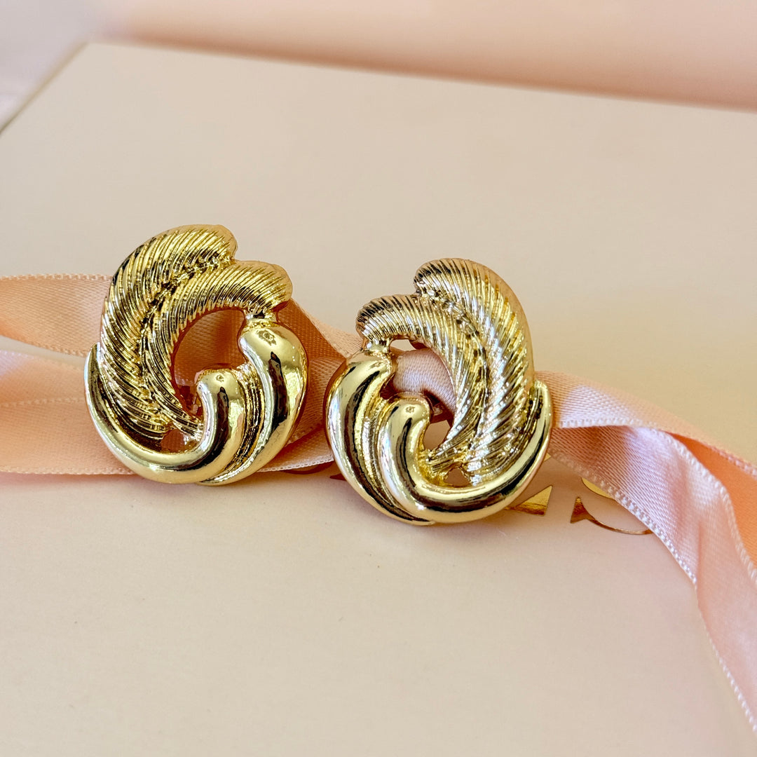 Plain twisted gold plated clip on earrings