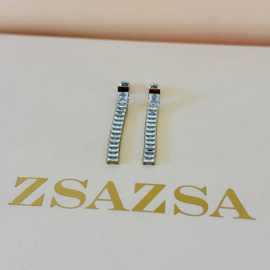 Baguette zircone stainless steel set