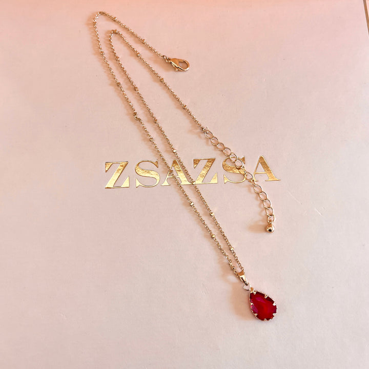 Teardrop red rhinestone pendant