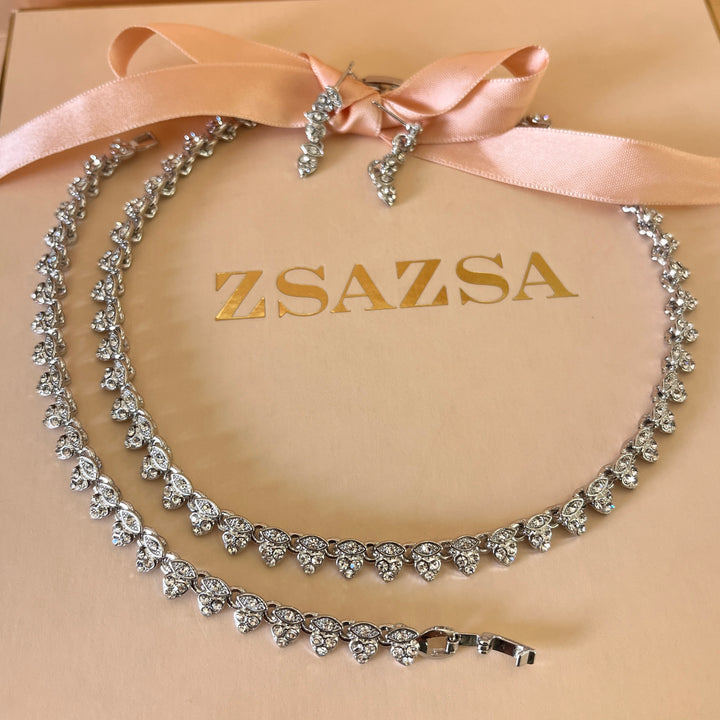 Swarovski crystals heart & marquise shapes white gold plated set
