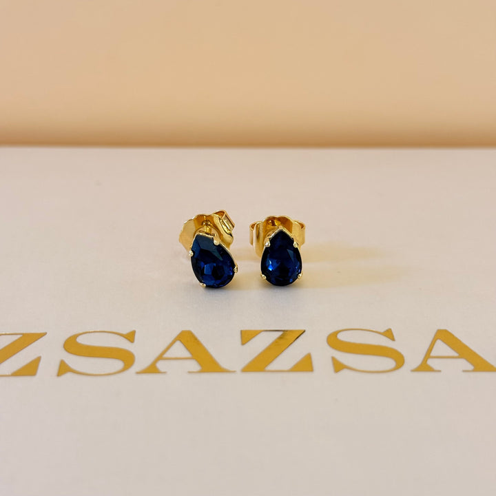 Dainty teardrop navy blue Swarovski crystals set