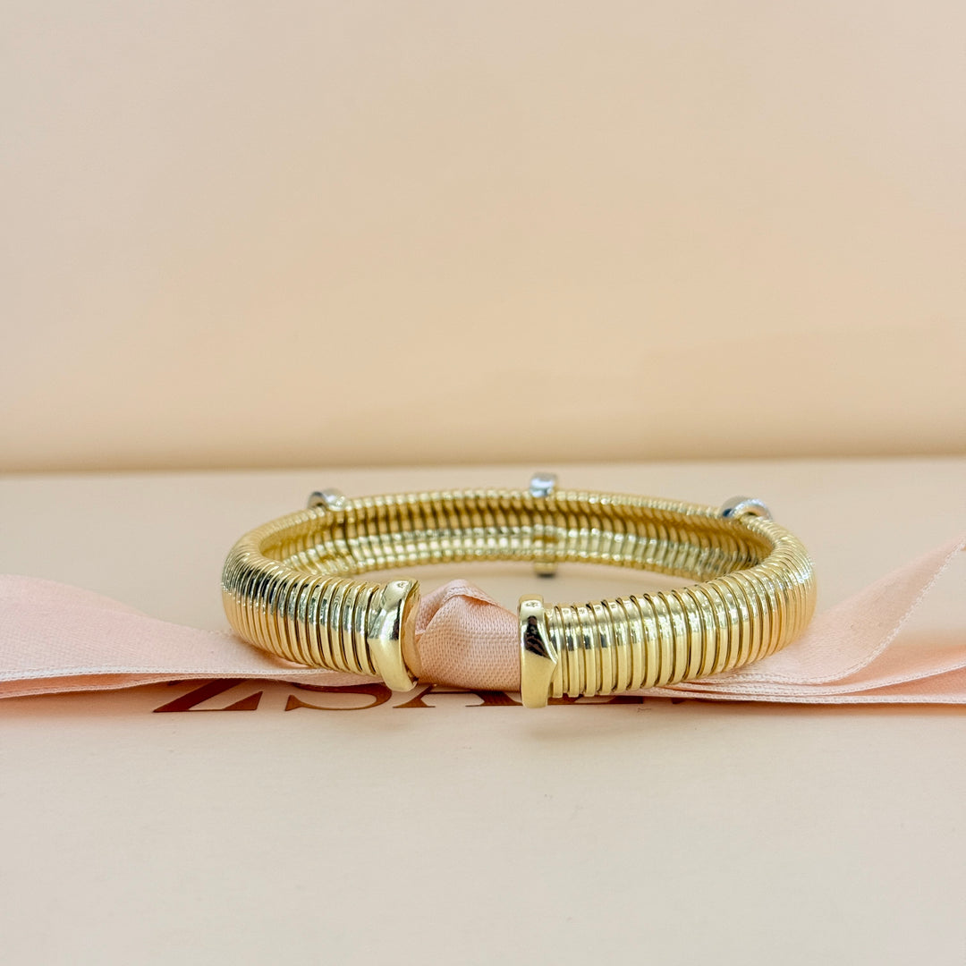Zircone sterling silver & gold plated bangle