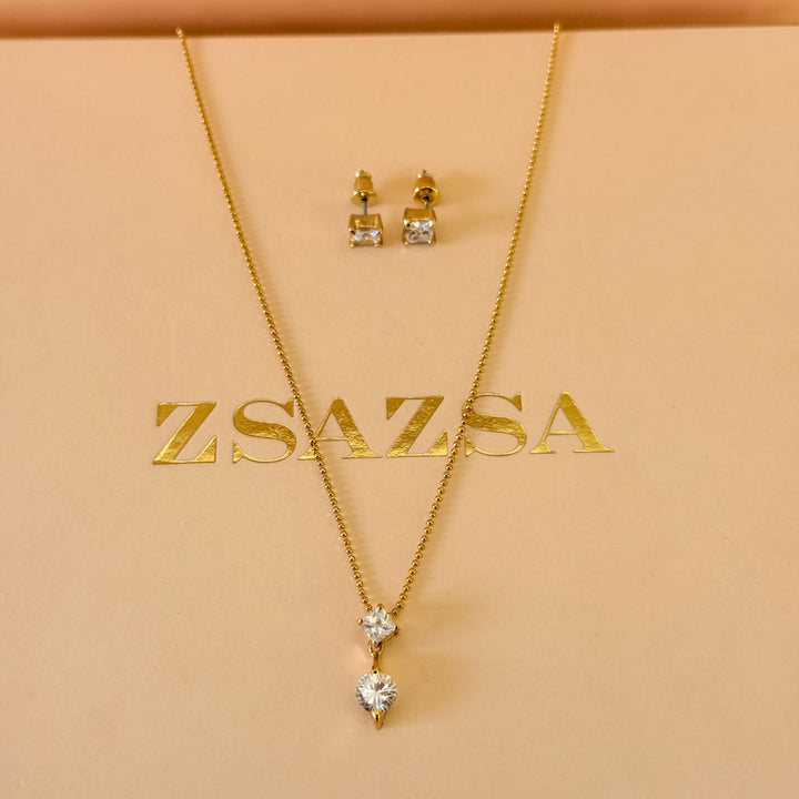 Dainty zircone gold plated pendant set