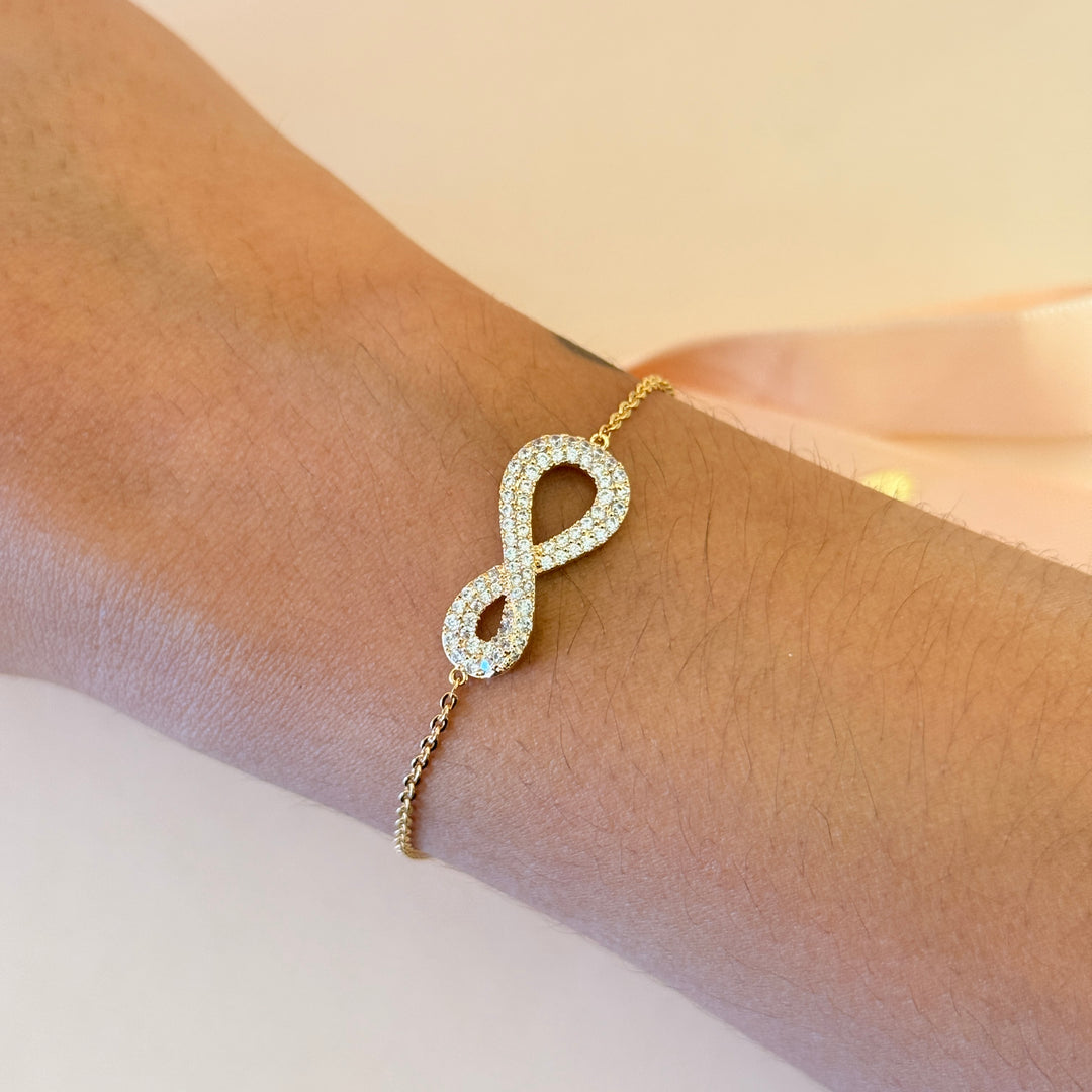 Zircone infinity gold plated bracelet