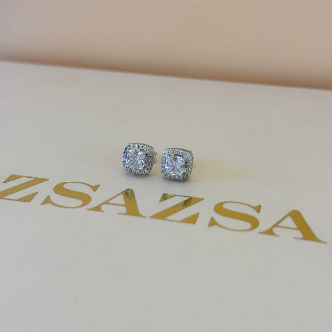 Square zircone sterling silver set