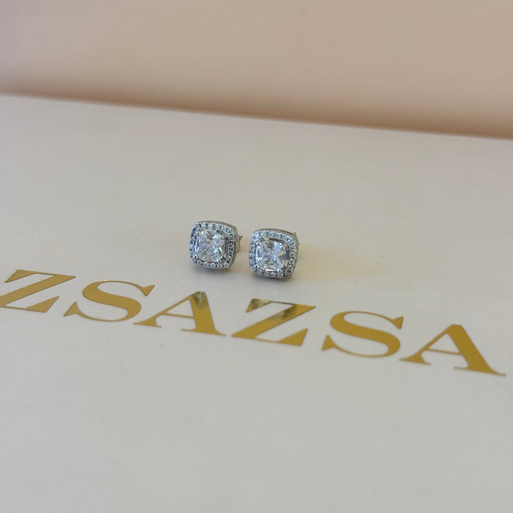 Square zircone sterling silver set