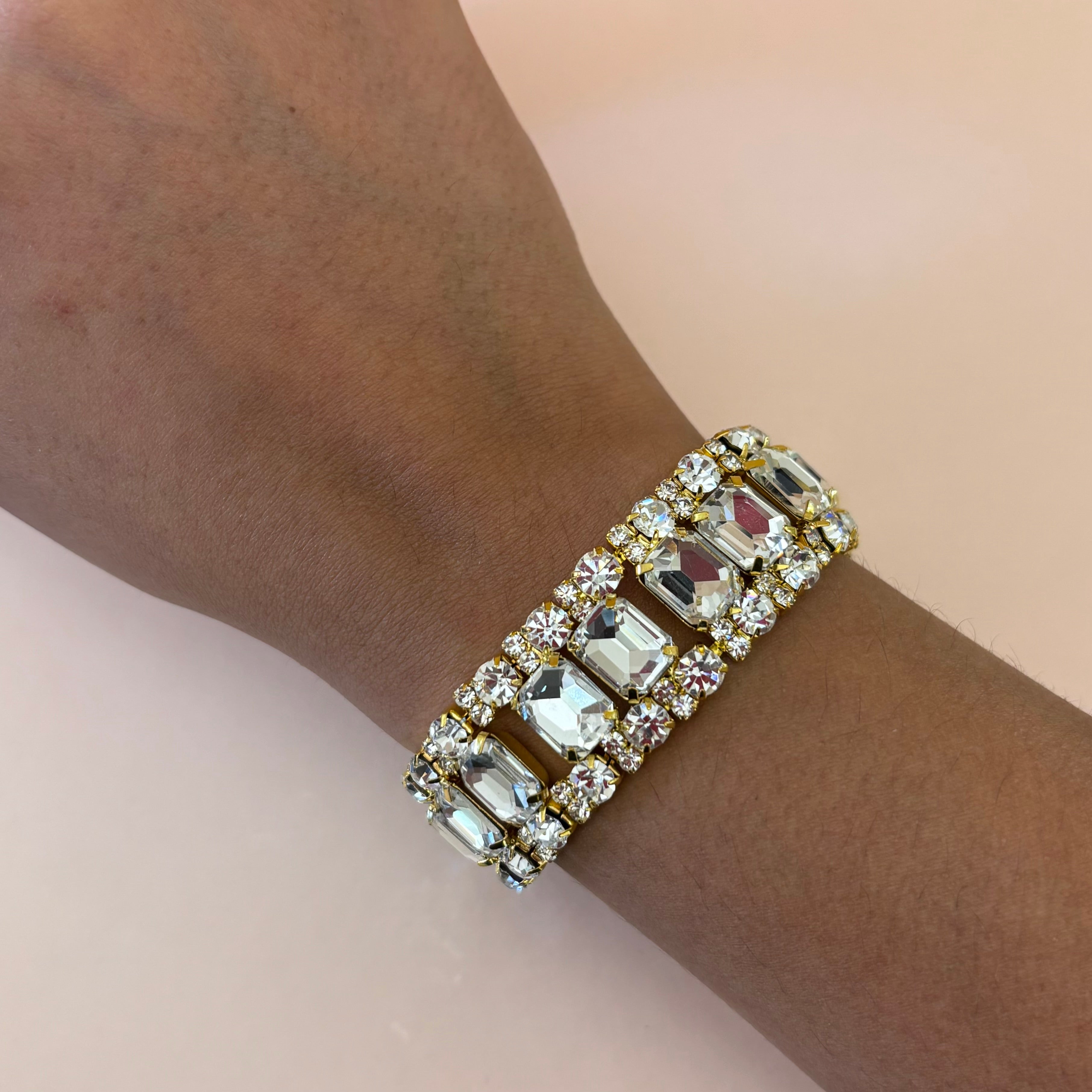 Rectangular rhinestone bangle