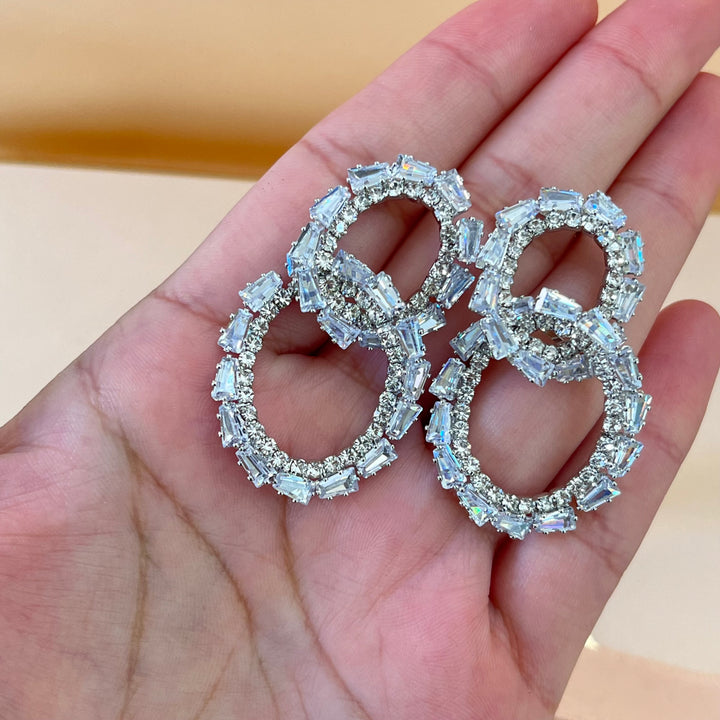 Silver zircone baguette earrings