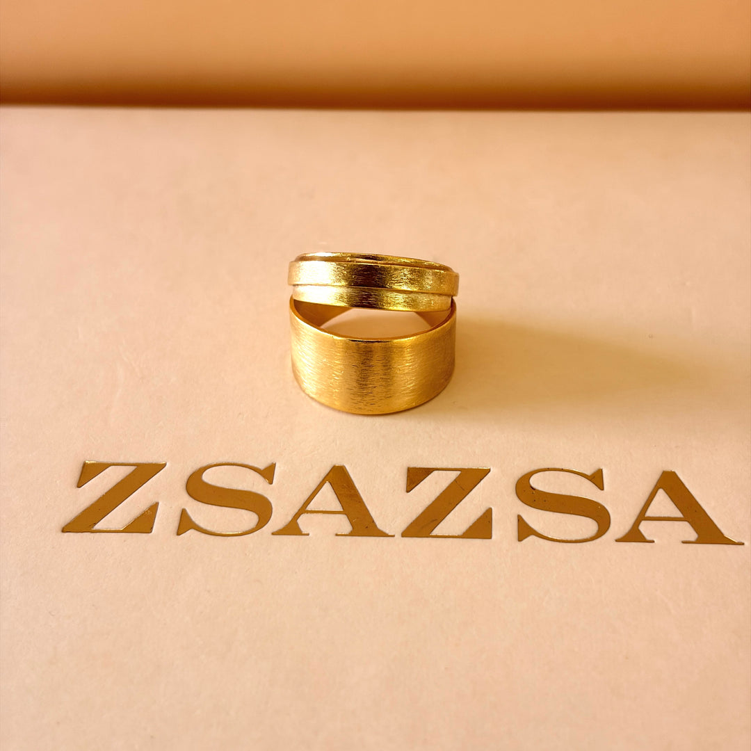 Handmade Wide Band Ring | Gold Plated | ZsaZsa