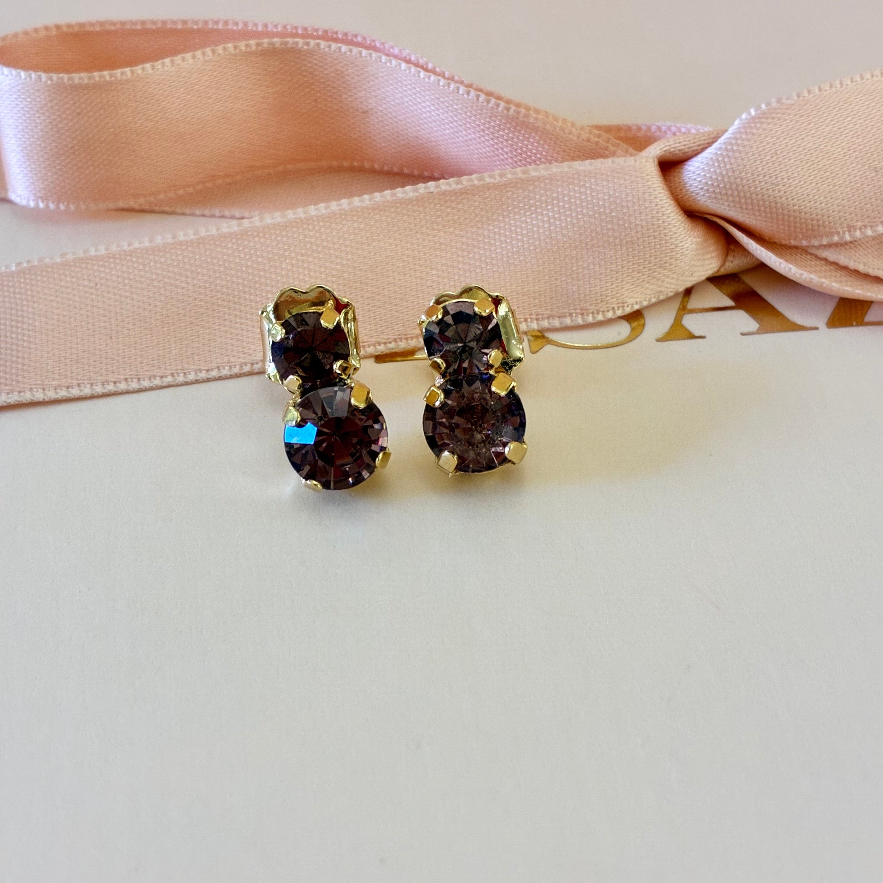 Mauve Swarovski crystals gold plated set