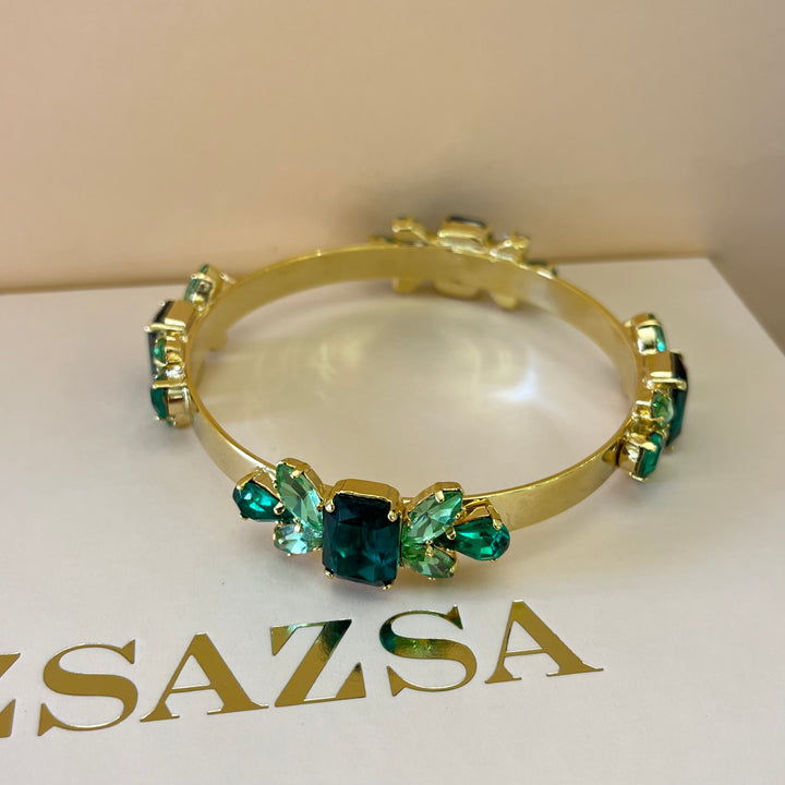 Green Swarovski crystals bangle