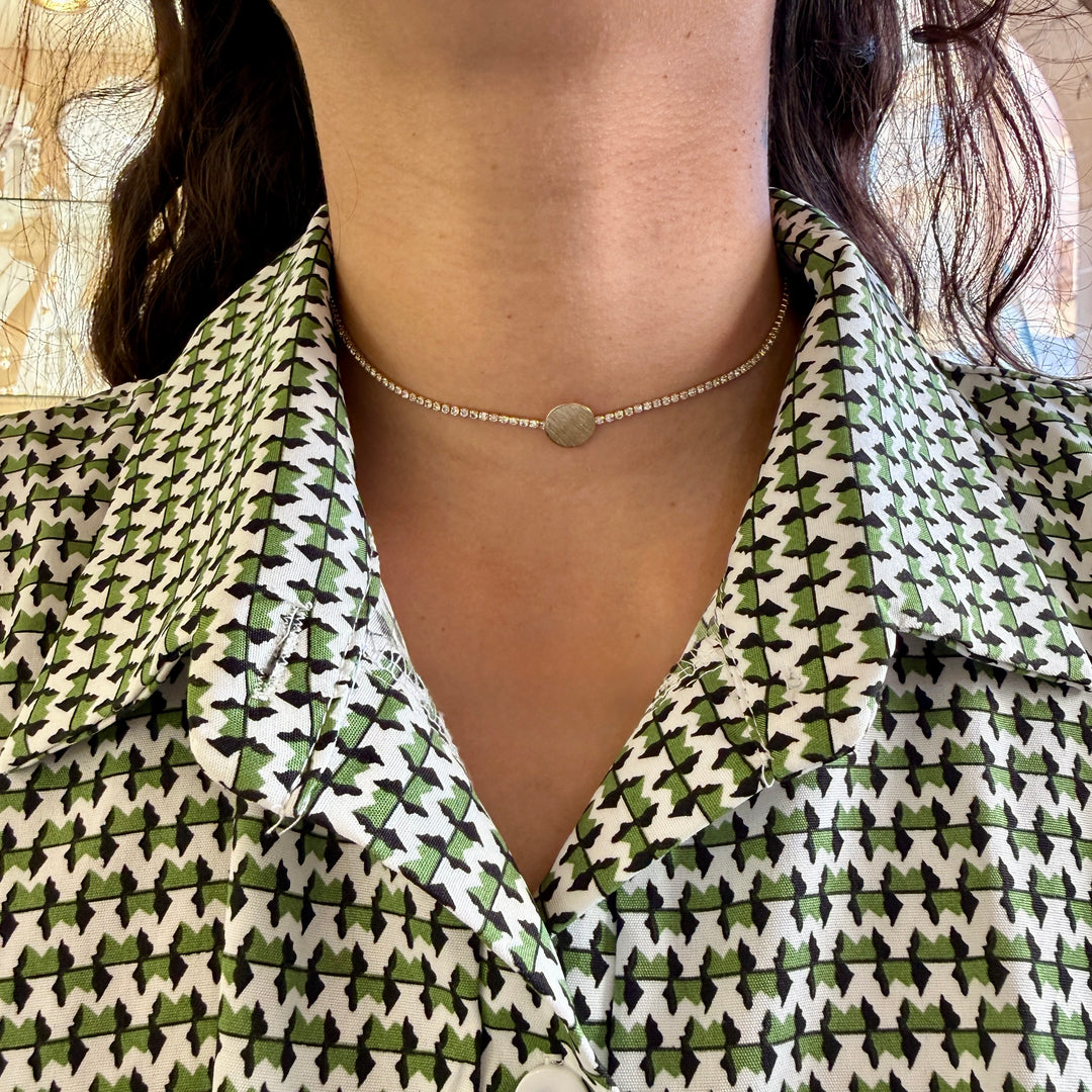 Rhinestone dainty gold plated choker