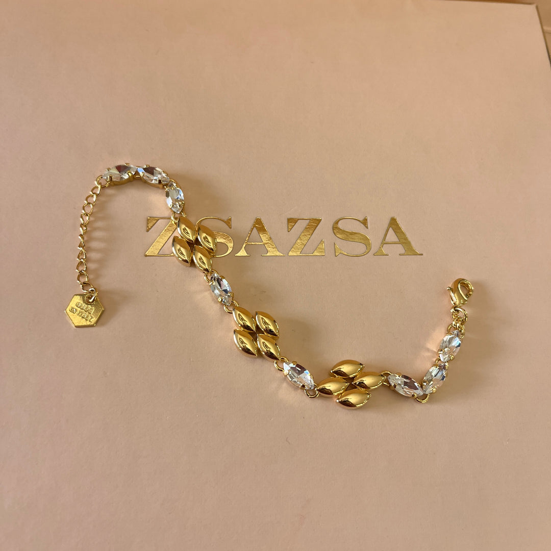 Swarovski crystals marquise gold plated earrings and bracelet