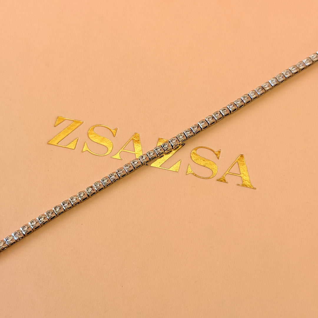 Dainty tennis zircone silver bracelet