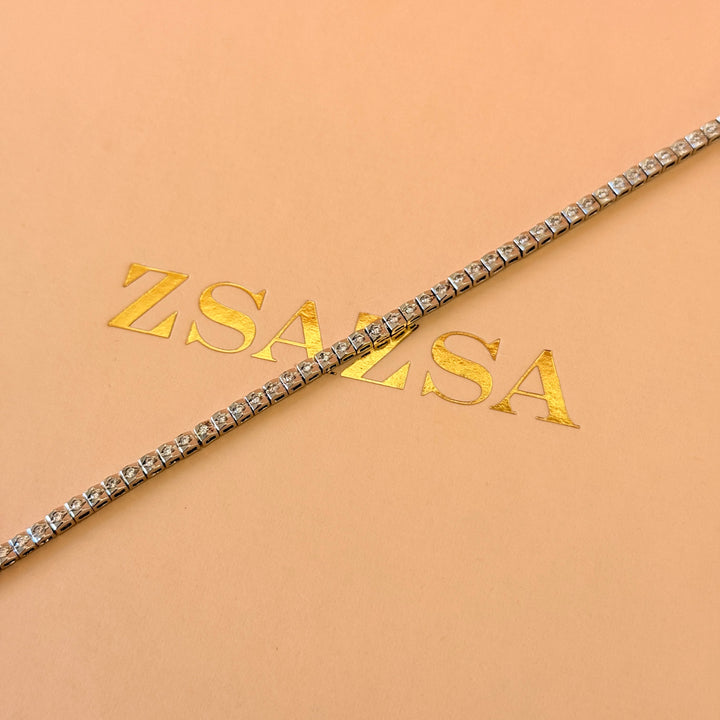 Dainty tennis zircone silver bracelet